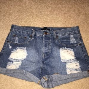 High waisted distressed shorts